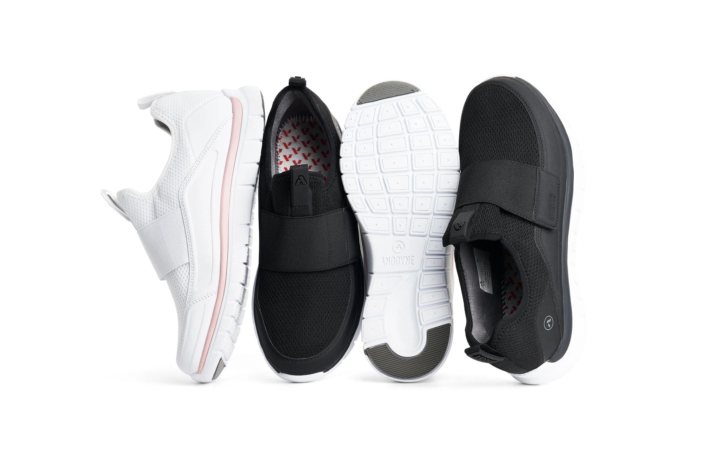 Three styles of diabetic shoes side by side