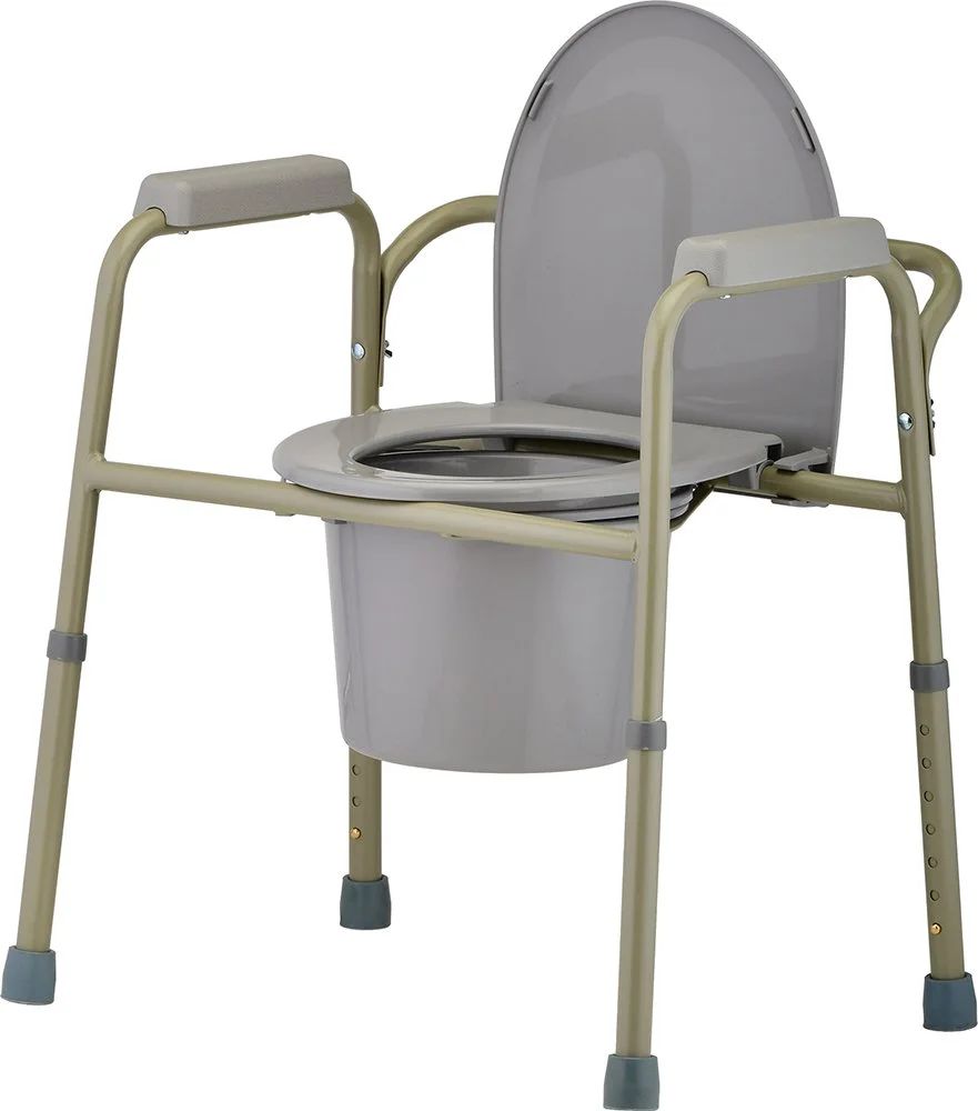 Folding bedside commode