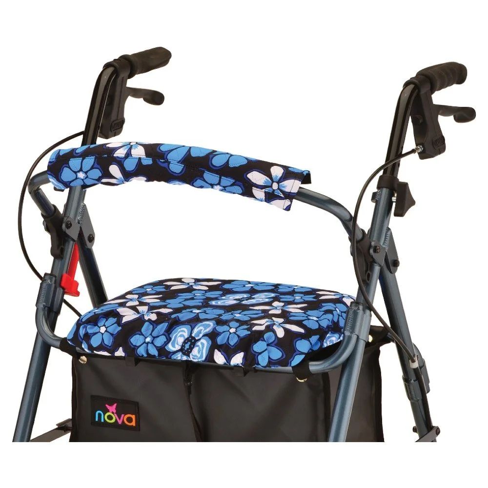 Rollator with floral seat and backrest